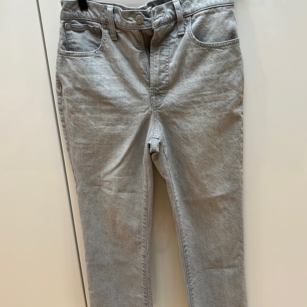 Madewell Slim Demi-boot Jeans, gray, size 27.